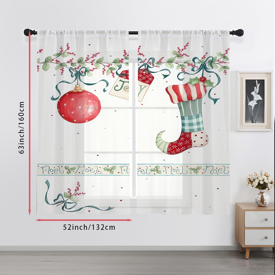 2PCS Bauble Stocking Sheer Cur - Curtain Rods review and price