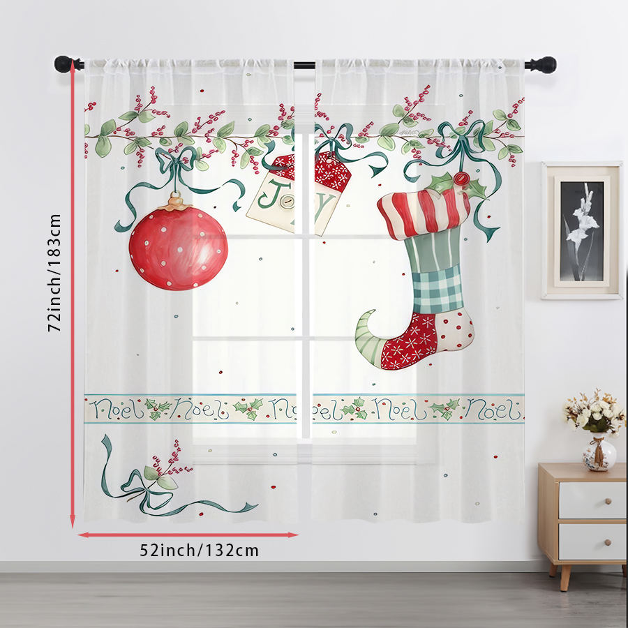 2PCS Bauble Stocking Sheer Cur - Curtain Rods review and price
