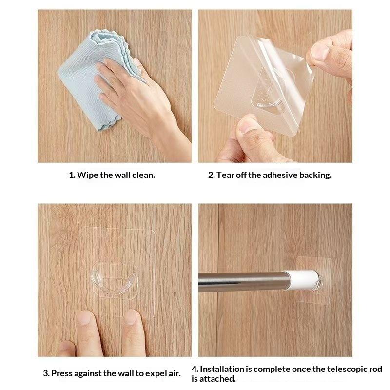 N$ 4 PCS Transparent Adhesive  - Curtain Rods review and price
