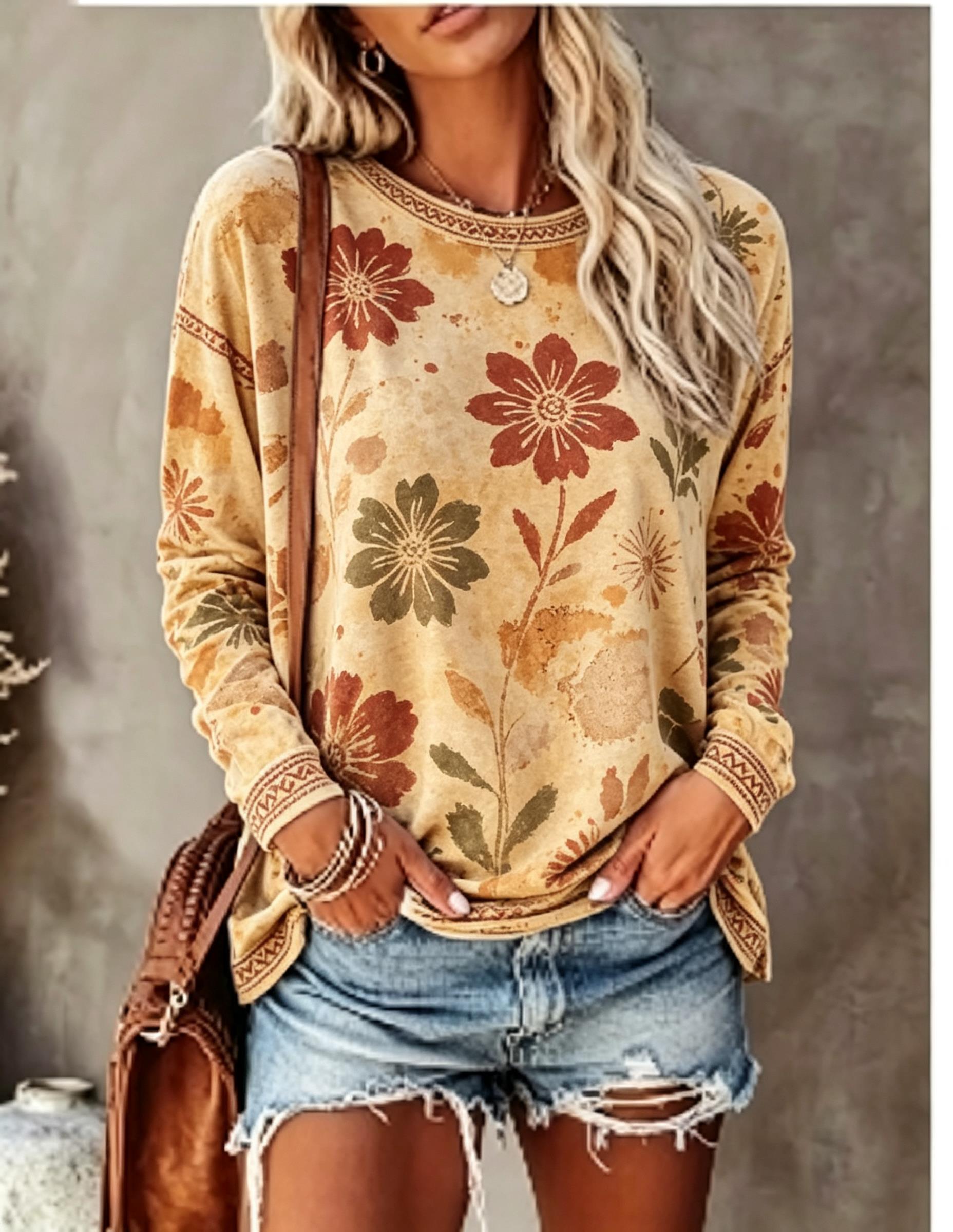 Women Crew Neck Long Sleeve T‑ - Wallpaper review and price