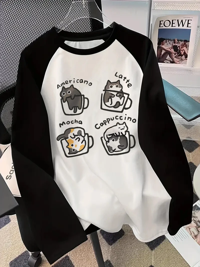 Coffee Cat Long Sleeve T-Shirt - Wallpaper review and price