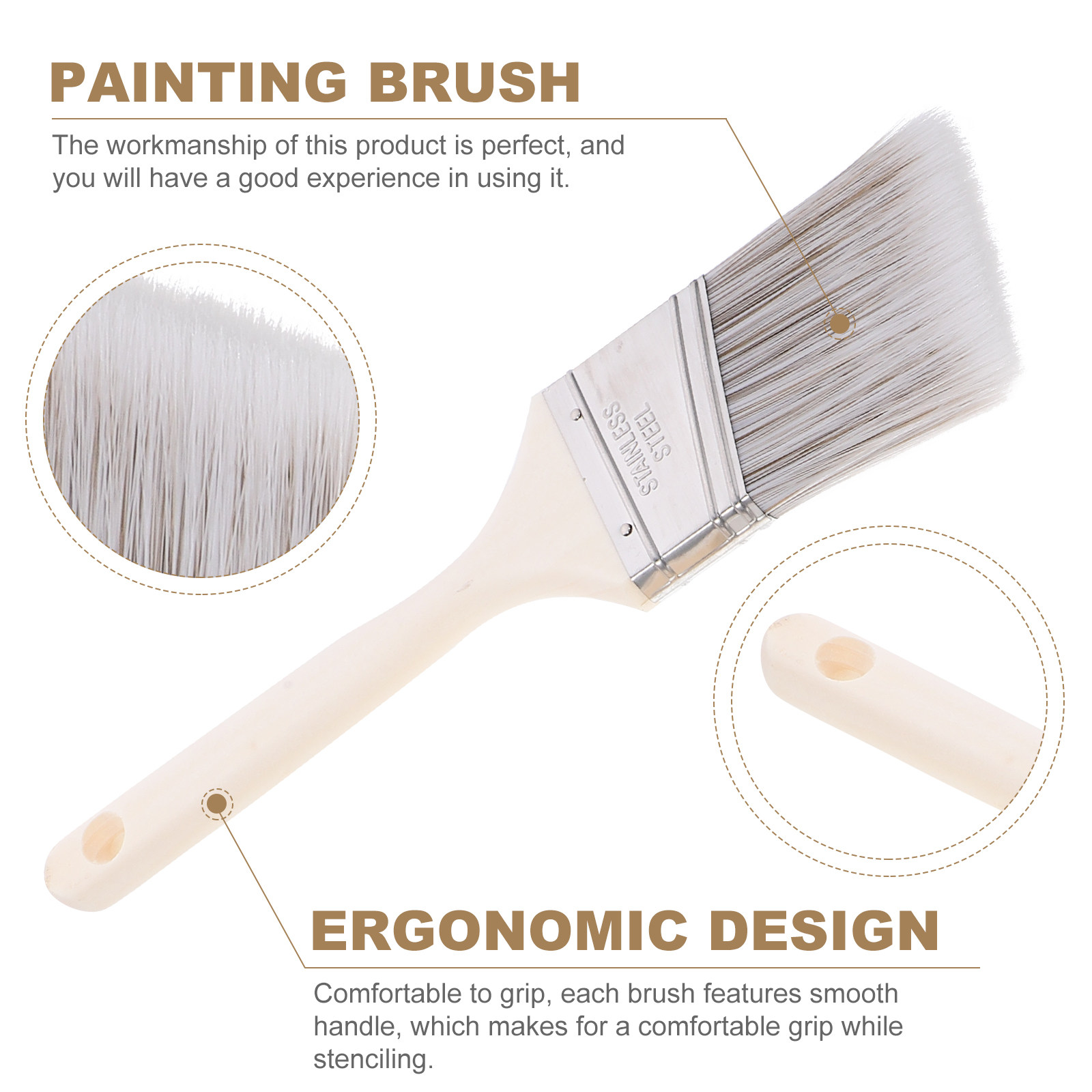 5Pcs Wooden Handle Paint Brush - Home Improvement Fence review and price